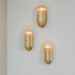 Set of 2 Brass Candle Wall Sconce | Handmade Oval Candle Holder | Moroccan Wall Decor | Modern Rustic Candlelight | Multiple Sizes