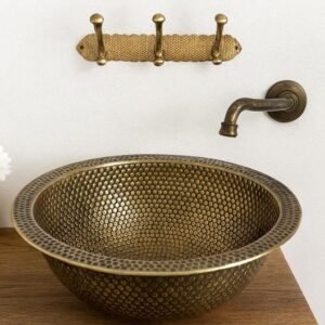 Handmade Moroccan Brass Sink – Vintage Bathroom Decor, Outdoor or Indoor Use, Unique Home Design Accent, Solid Brass Basin