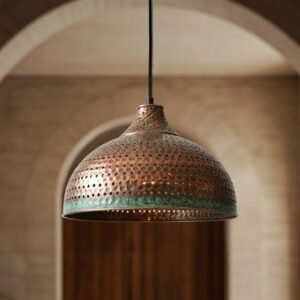 Handmade Hammered Copper Pendant Light, Moroccan Lighting, Rustic Chandelier