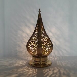 Moroccan Gold Bedside Table Lamp, Handmade Brass Copper Table Light Fixture Lamp in Marrakesh - Bedside Lamps - Moroccan Lights