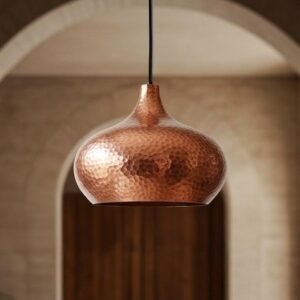 Hand Hammered Copper Pendant Light: Moroccan Perforated Ceiling Lamp