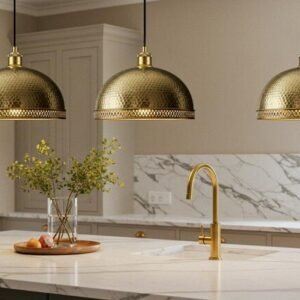 Handmade Brass Dome Pendant Light: Moroccan Style Hanging Lamp