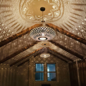 Handcrafted Moroccan Brass Ceiling Lamp – Shadow Casting Pendant Light