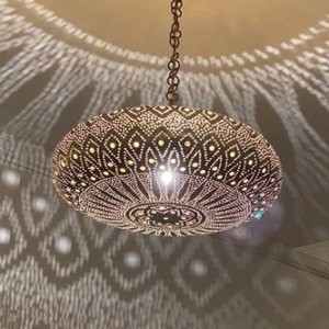 Handcrafted Moroccan Brass Ceiling Lamp – Shadow Casting Pendant Light