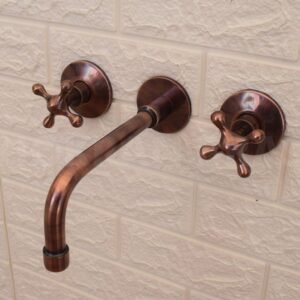 Copper Vintage Wall mounted bathroom faucet, Cooper Wall Mount Faucet, Vintage Style Faucet, Antique Copper Wall Mount Faucet Sink
