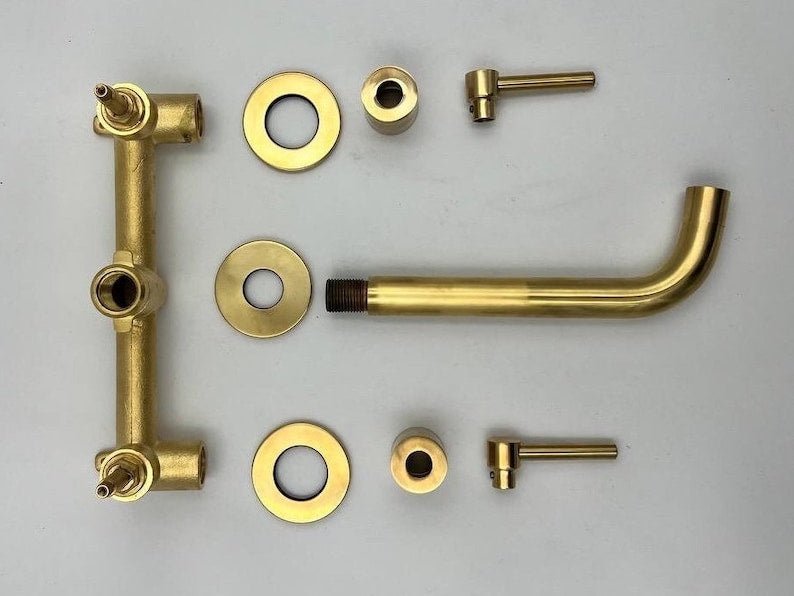 products-Mounted5.jpg Solid Brass Wall Mounted Faucet, Unlacquered Brass Bathroom Faucet - Image 5