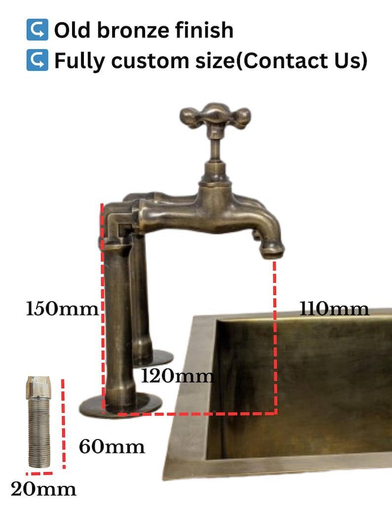 products-OldBronzeFinish2.jpg Brass Pillar Taps – Rustic Sink Pair – Old Bronze Finish - Image 5