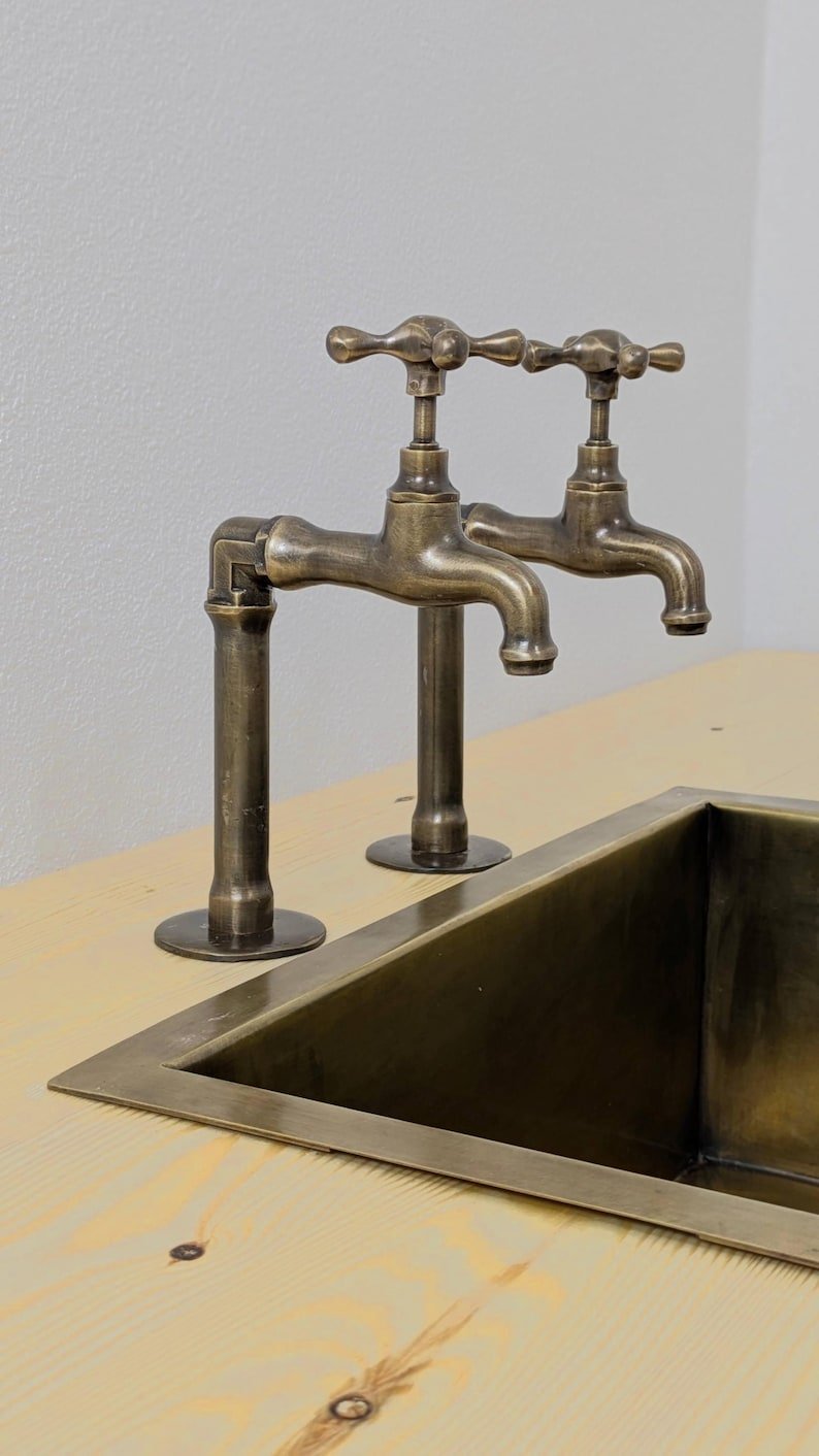 products-OldBronzeFinish9.jpg Brass Pillar Taps – Rustic Sink Pair – Old Bronze Finish - Image 9