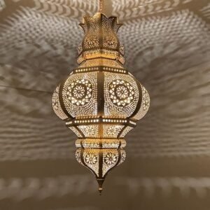 Handmade Moroccan Brass Pendant Light - Ornate Ceiling Lamp