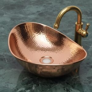 Handmade Hammered Copper Vessel Sink: Oval Bathroom Vanity Bowl