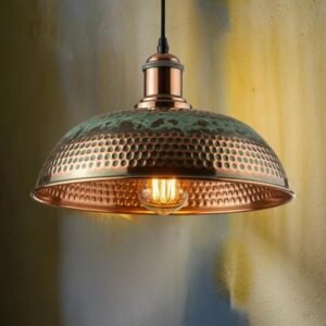 Oxidized Copper Kitchen Island Lighting , Green Patina Pendant Light