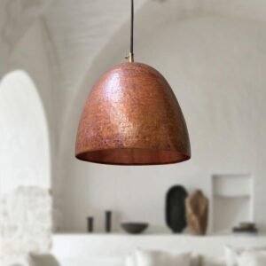 Handmade Hammered Copper Dome Pendant Light - Oxidized Finish