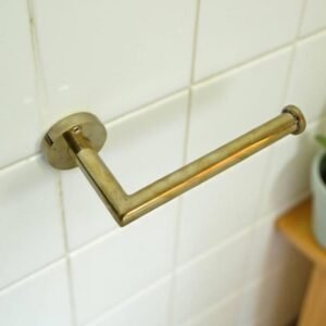 Solid Brass Toilet Roll Holder , Unlacquered Brass Wall Mount Toilet Paper Holder Bathroom