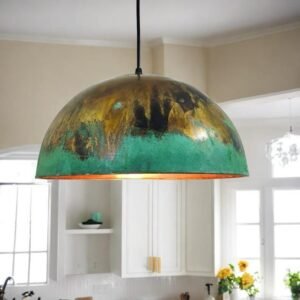 Green Patina Pendant Light , Patina Copper Kitchen Island Lighting