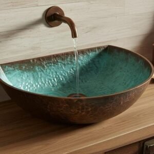 Hand Hammered Copper Sink: Moroccan Patina Vessel Basin