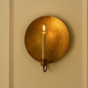 Oxidized Brass Moroccan Candle Sconce: Rustic Green Patina Wall Decor