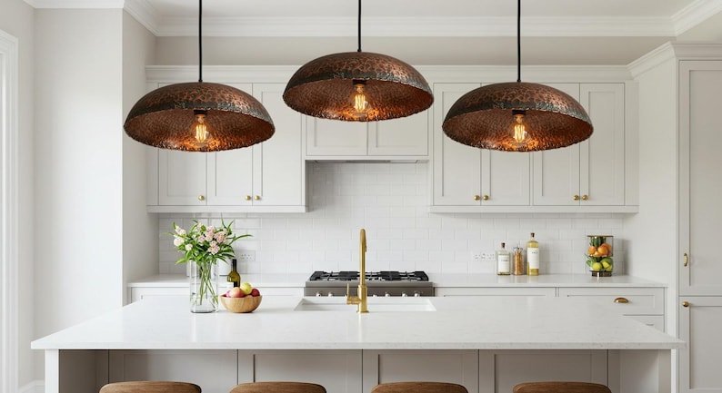 products-Pen1.jpg Copper Oxidized Island Kitchen Lighting , Copper Ceiling Dome Pendant Lamp Lighting , verdigris copper island lighting, Pendant Light Fixtur - Image 2