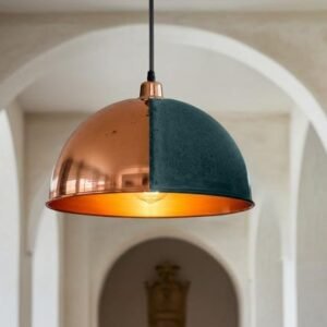 Handmade Copper Dome Pendant Light: Rustic Industrial Ceiling Lamp