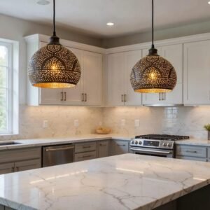 Handmade Hammered Copper Pendant Light: Moroccan Boho Chandelier