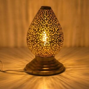 Unlacquered Brass Table Pierced Table Light, Bedside Lamp, Perforated Base Lamp | Duty-Free