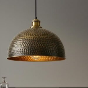 Handmade Moroccan Copper Pendant Light: Perforated Dome Lamp Shade
