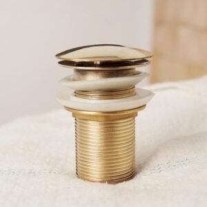 Unlacquered Brass Bathroom Sink Drain Without Overflow, Basin Sink Stopper, Pop up Drain