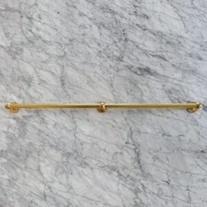 Unlacquered Brushed Brass Pot and Pan Rail with Hooks