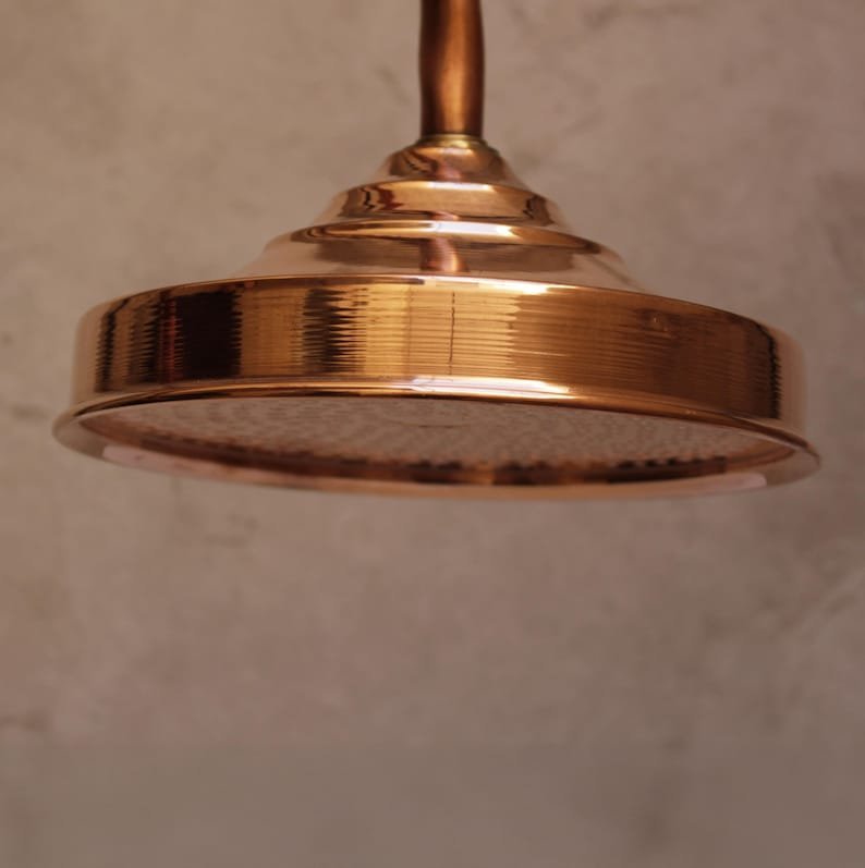 products-RainfallShowerhead3_343e7f55-e1f4-4870-b18b-3a21ce84b1be.jpg Unlacquered Copper Shower Head, Outdoor Shower Head, Bathroom Showerhead, Rainfall Showerhead, Copper Bath Shower - Image 4
