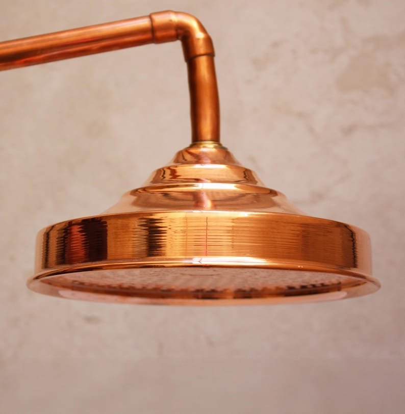 products-RainfallShowerhead7.jpg Unlacquered Copper Shower Head, Outdoor Shower Head, Bathroom Showerhead, Rainfall Showerhead, Copper Bath Shower - Image 7