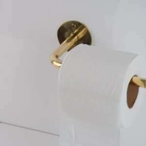 Unlacquered Brass Wall Mounted Toilet Paper Holder With Round Support, Vintage Simple Toilet Roll Holder, DDP shipping