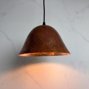 Handmade Hammered Copper Dome Pendant Light - Rustic Industrial Style