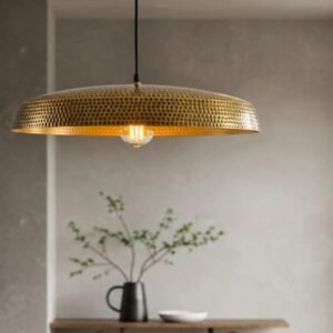 Handmade Hammered Copper Dome Pendant Lamp: Rustic Moroccan Lighting