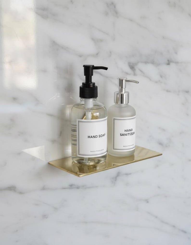 products-RusticShelves12.jpg Unlacquered Solid Brass Wall Shelf, Engraved Moroccan Bathroom Décor , Rustic Shelves - Image 12