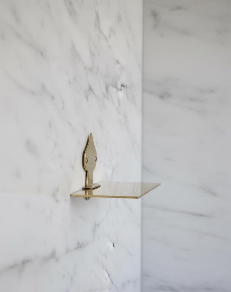 products-RusticShelves4.jpg Unlacquered Solid Brass Wall Shelf, Engraved Moroccan Bathroom Décor , Rustic Shelves - Image 4