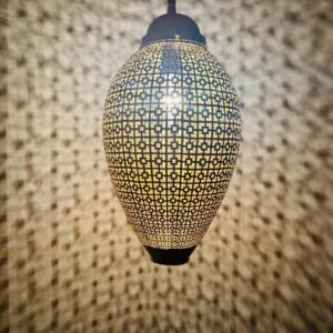 Contemporary Moroccan Sphere Light – Laser-Cut Brass Pendant with Lattice Shadow Patterns