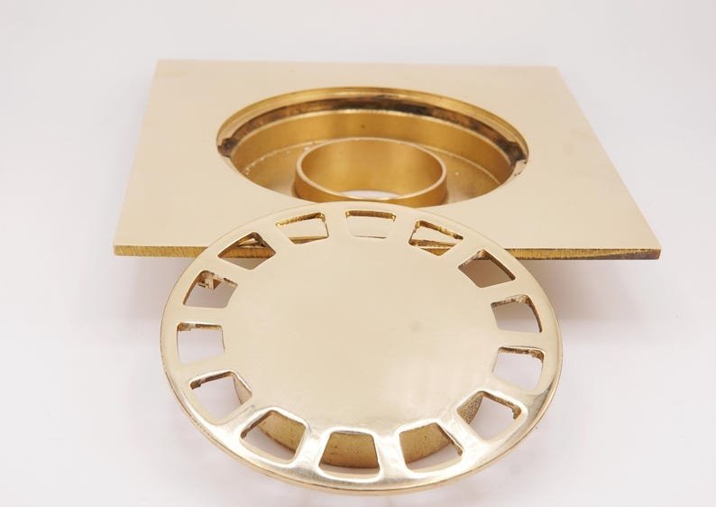 products-ShowerFloorDrain_1.jpg Unlacquered Brass Square Shower Floor Drain, Solid Brass - Image 3