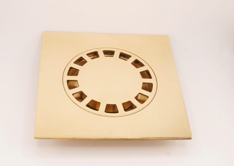 products-ShowerFloorDrain_2.jpg Unlacquered Brass Square Shower Floor Drain, Solid Brass