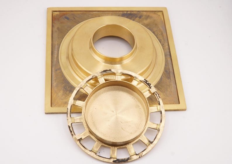 products-ShowerFloorDrain_3.jpg Unlacquered Brass Square Shower Floor Drain, Solid Brass - Image 4