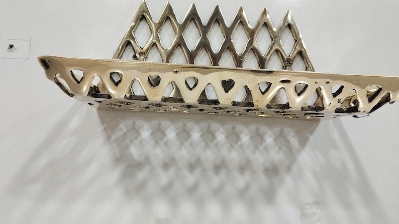 products-ShowerSoapHolder2.jpg Unlacquered Brass Basket Wall Shelf: Shower Soap Holder - Image 4