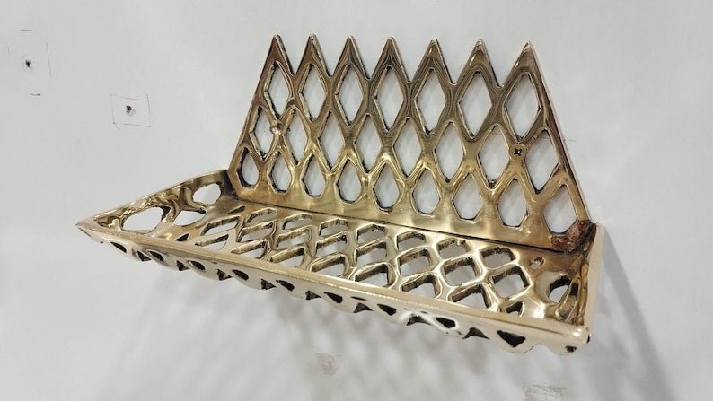 products-ShowerSoapHolder5.jpg Unlacquered Brass Basket Wall Shelf: Shower Soap Holder - Image 6