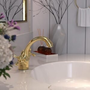 Vintage Unlacquered Brass Vanity Faucet, Single Hole Bathroom Tap