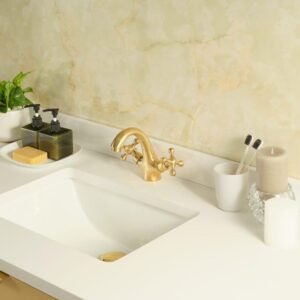 Unlacquered Brass Bathroom Faucet, Single Hole, Deck Mount, Bathroom Sink Tap