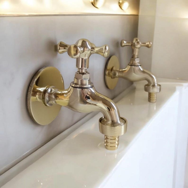 Unlacquered Brass Water Spigot: Small Vintage Garden Tap - Image 2