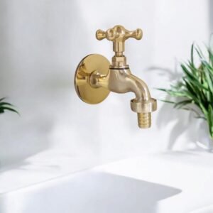 Unlacquered Brass Water Spigot: Small Vintage Garden Tap