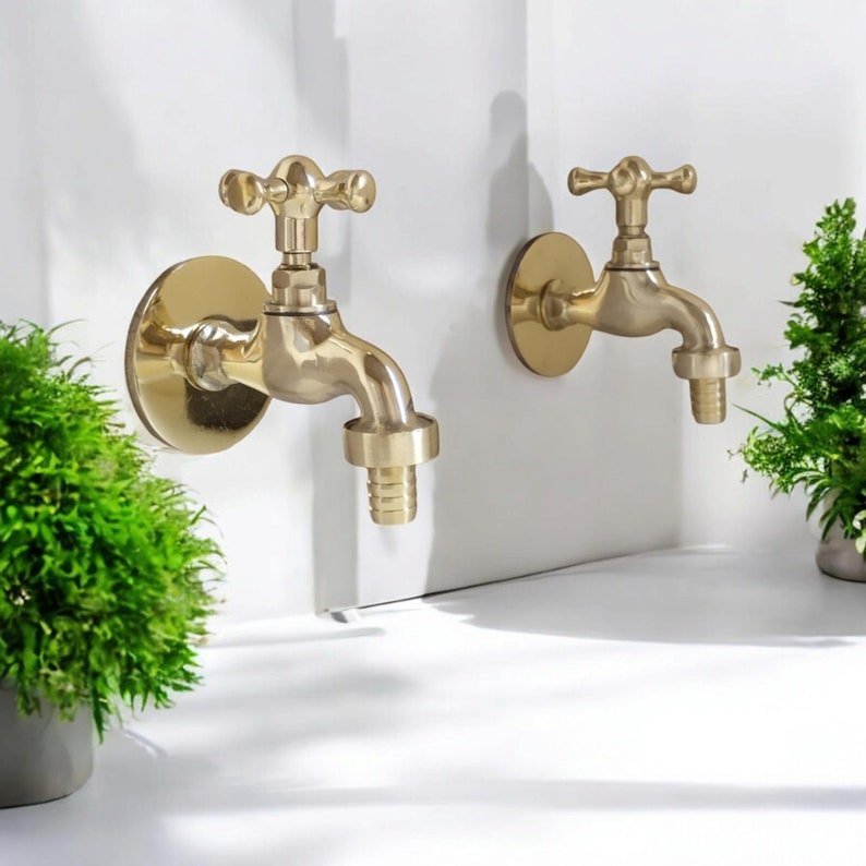 Unlacquered Brass Water Spigot: Small Vintage Garden Tap - Image 6