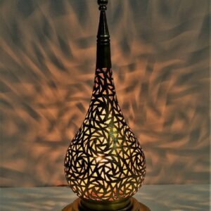 Handmade Brass Table Lamp: Moroccan Lantern Shade, Soft Light