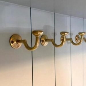 Solid Brass Hook, Unlacquered Brass Hooks, Vintage Antique Brass Wall Hook
