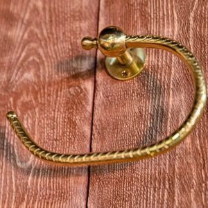 Hand Engraved Solid Brass Toilet Paper Holder – Wall Mounted Bathroom Accessory