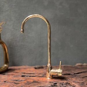 Unlacquered Brass Kitchen Faucet: Solid Single Handle Mixer