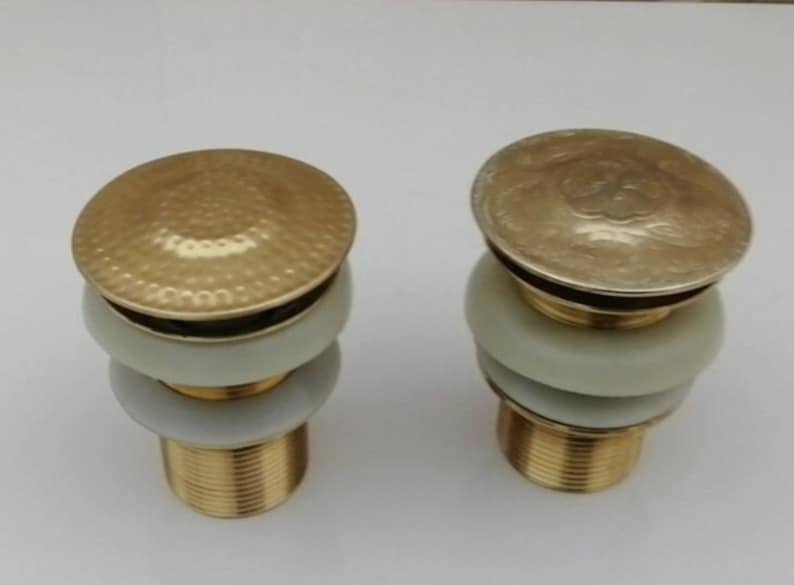 products-SolidUnlacqueredPop-UpDrain5.jpg Hammered Brass Sink Drain: Solid Unlacquered Pop-Up Drain - Image 5
